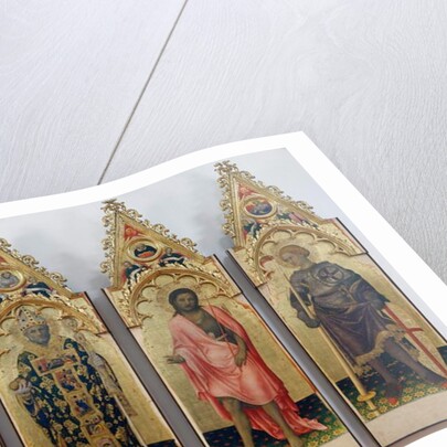 Four saints of Quaratesi Polyptych, Saint Mary Magdalene, Saint Nicholas of Bari, Saint John the Baptist, and Saint George, 1425 by Gentile da Fabriano