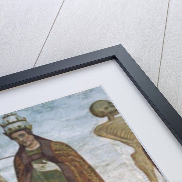 Death asking the Pope to dance, detail from The Dance of Death, 1539 by Simone II Baschenis