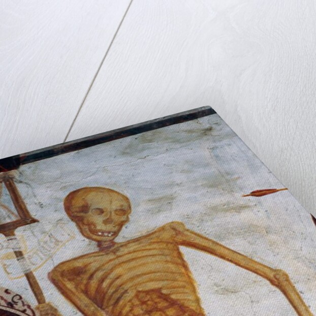 Death holding up hourglass by Simone II Baschenis