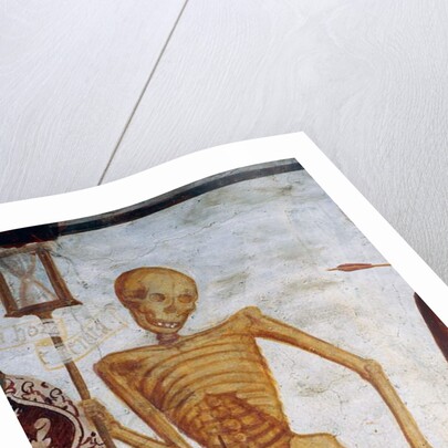 Death holding up hourglass by Simone II Baschenis