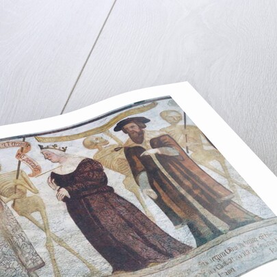 Death with the King, the Queen and the Doctor, detail from The Dance of Death, 1539 by Simone II Baschenis