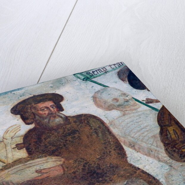 Death with the rich miser, detail from The Dance of Death, 1539 by Simone II Baschenis