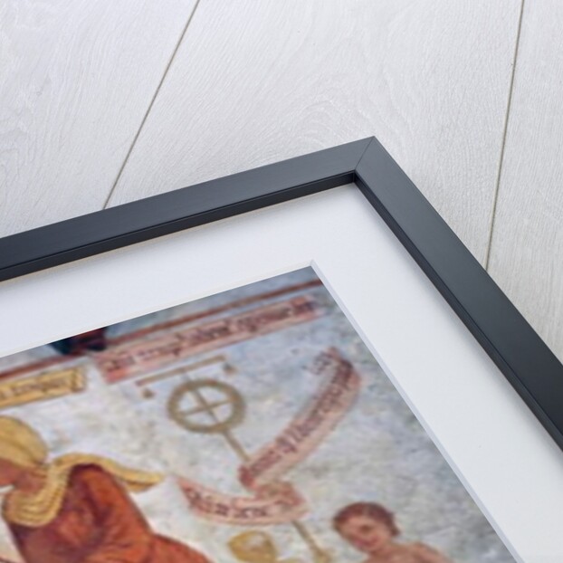 Death with the lame man, the nun, the young woman, the old woman and the child by Simone II Baschenis