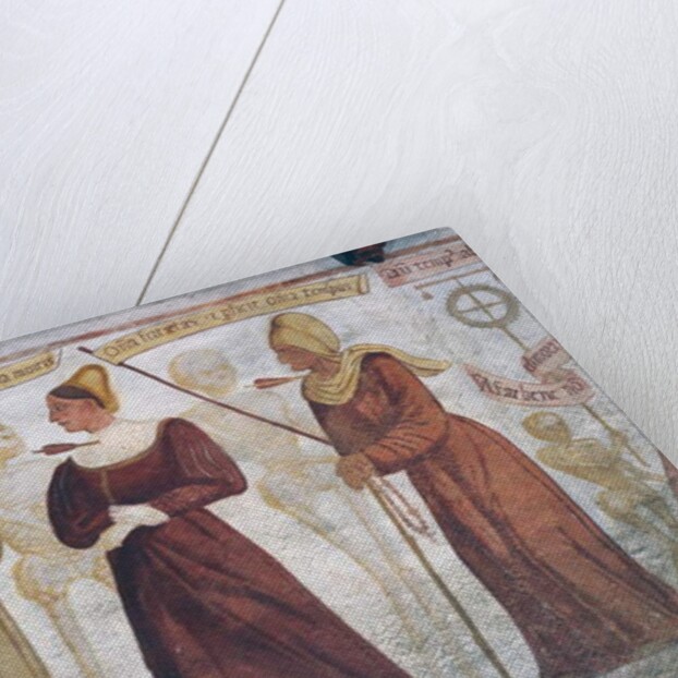 Death with the nun, the young woman and the old woman by Simone II Baschenis