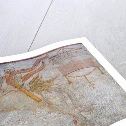 Death riding on horseback aiming arrow, 1539, detail from The Dance of Death, 1539 by Simone II Baschenis