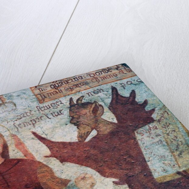 The Archangel Michael and the devil with the book of the seven deadly sins by Simone II Baschenis