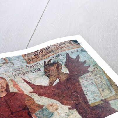 The Archangel Michael and the devil with the book of the seven deadly sins by Simone II Baschenis