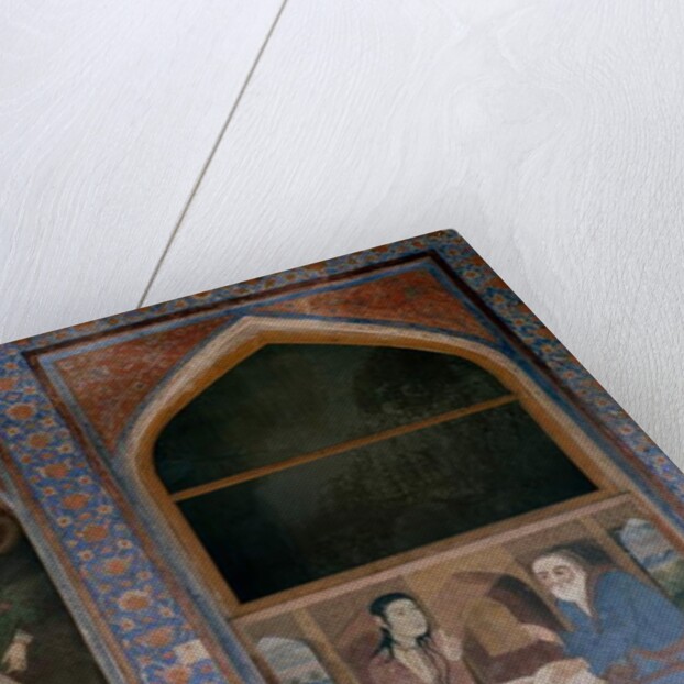 Woman with little girl and seated characters, 1647 by Persian School