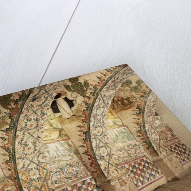 Chapel frescoes depicting religious and daily life scenes by School Peruvian