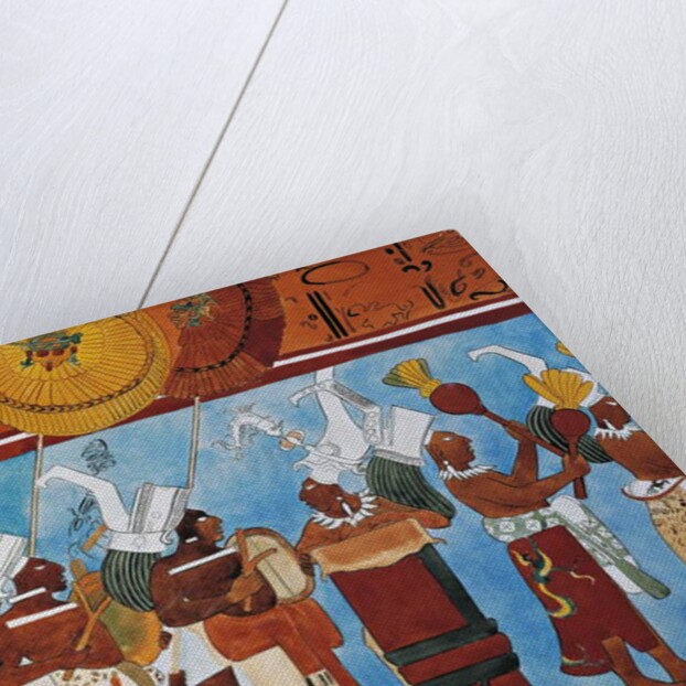 Reconstruction of the Bonampak frescoes showing a procession of musicians by Mayan