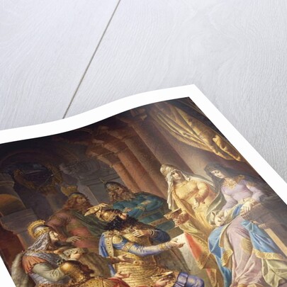 Gudrun consents to marry Attila, King of the Huns by Wilhelm Hauschild