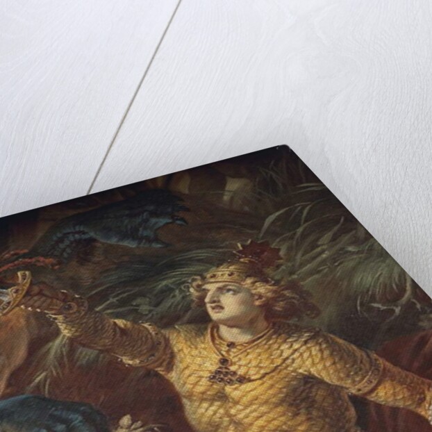 Sigurd killing the dragon Fafuir by holding the Gram sword, detail by Wilhelm Hauschild