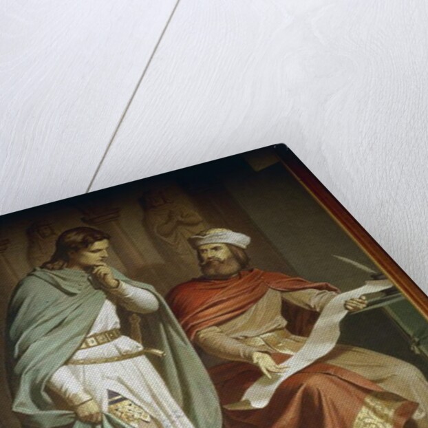 Wolfram von Eschenbach translates the poem 'Willehalm' to Walther von der Vogelweide by Ferdinand II Piloty