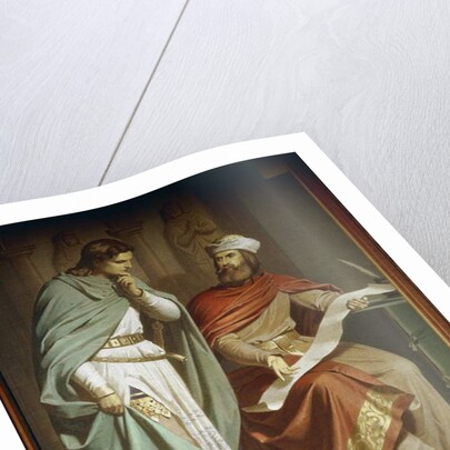 Wolfram von Eschenbach translates the poem 'Willehalm' to Walther von der Vogelweide by Ferdinand II Piloty