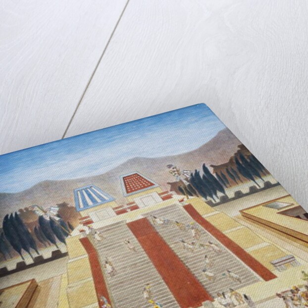 Reconstruction of consecration ceremony of the Templo Mayor in the main square of Tenochtitlan by School Mexican