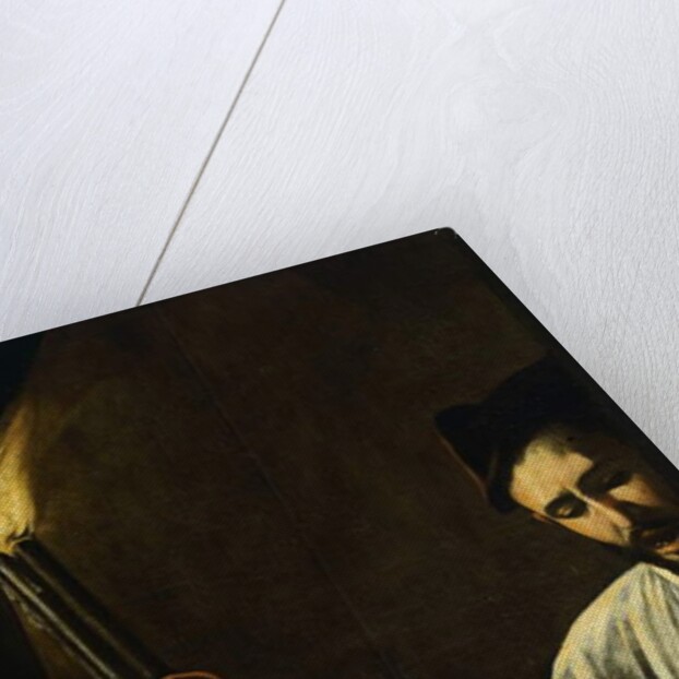 A man holding a torch and burying a dead by Michelangelo Merisi da Caravaggio