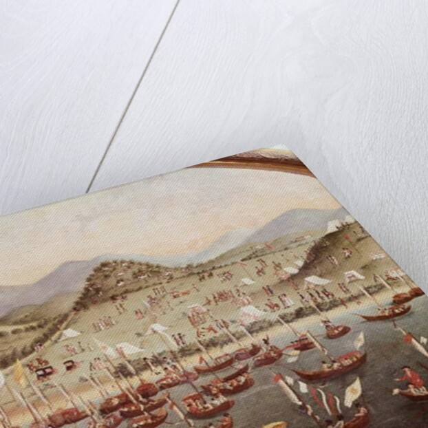 Procession of boats on the water in front of Lazares Hospital, Rio de Janeiro, 1787 by Leandro Joaquim