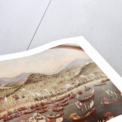 Procession of boats on the water in front of Lazares Hospital, Rio de Janeiro, 1787 by Leandro Joaquim