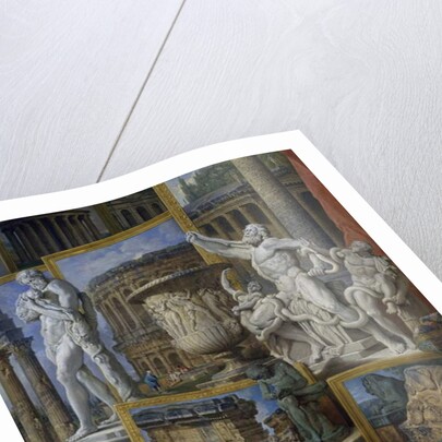 Silenus bearing the child Dionysus, the Borghese Vase, and the Laocoon Group by Giovanni Paolo Pannini or Panini