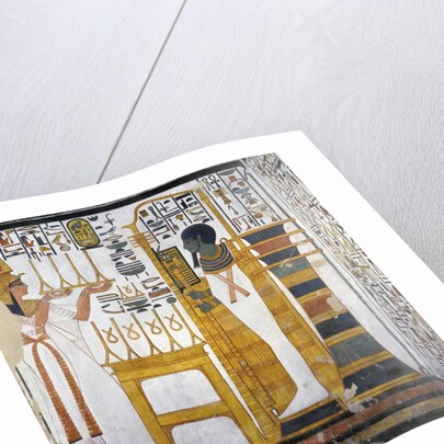 Nefertari making an offering of linen to Ptah by Egyptian 19th Dynasty