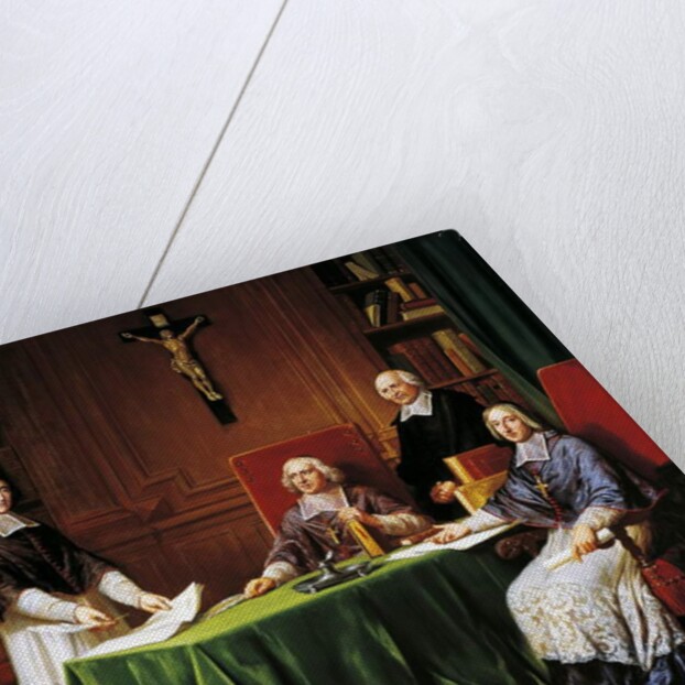 Signing Articles of Issy conference held in 1697 between Jacques Benigne Bossuet, Louis-Antoine Noailles Francois Fenelon, 1697 by French School