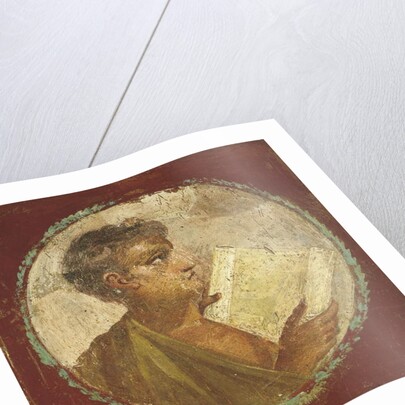 Portrait of a young man holding a papyrus scroll, 55-79 AD by Roman