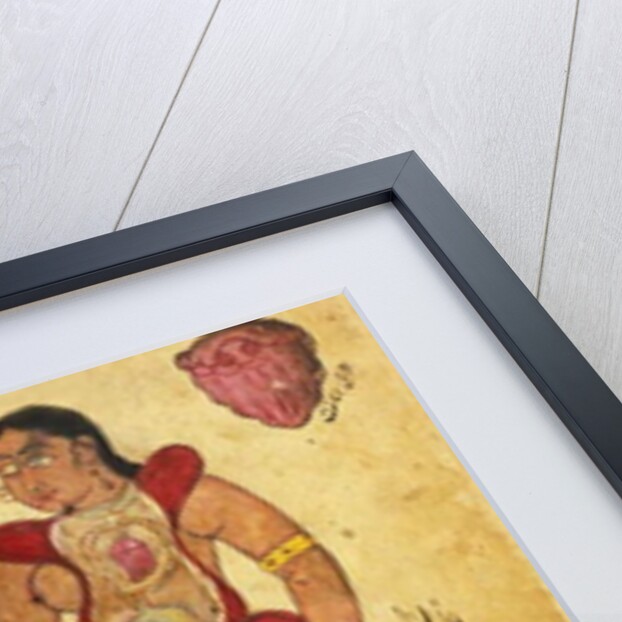 Anatomical illustration of a man and a Woman holding their own internal organs by Persian School