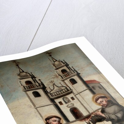 St. Dominic and St. Francis holding a miniature model of the church at As Ermidas by Anonymous