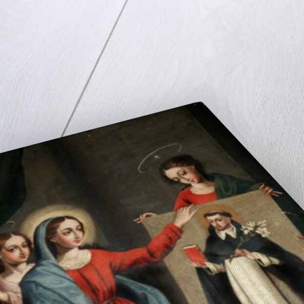 A saint presenting a portrait of Saint Dominic to the Virgin Mary by Spanish School