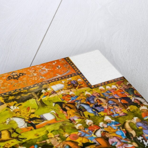 Battle of Taher-Abad or Battle of Merv with victory of Shah Ismail I over Muhammad Shaybani Khan, Reception Hall, Chehel Sotun, 1647 by Persian School