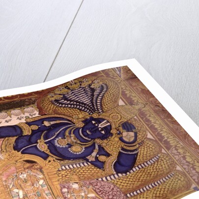 Wall Painting of the God Vishnu Resting on a Snake by School Indian