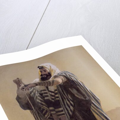 A Jerusalemite Shepherd Winding the Phylacteries for the Hand, 1895 by Carl Haag