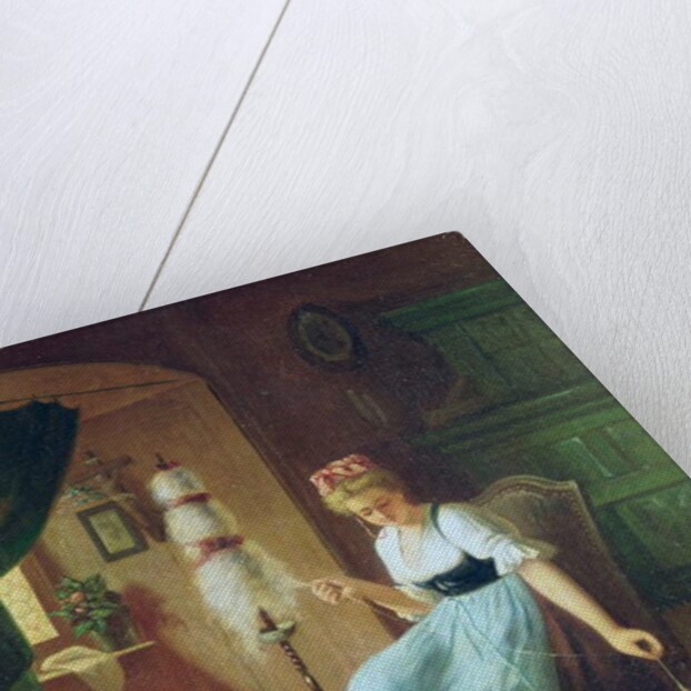 Girl at a Spinning Wheel by H Harcourt