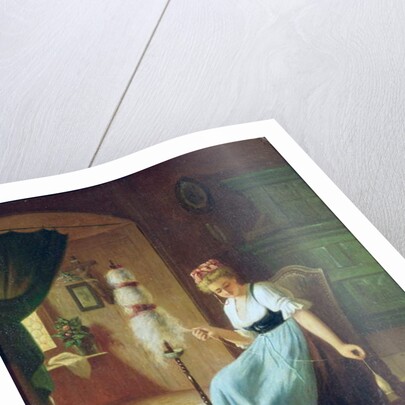 Girl at a Spinning Wheel by H Harcourt