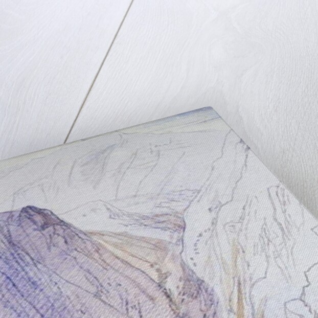 Athos with Monks in the foreground, 1856 by Edward Lear