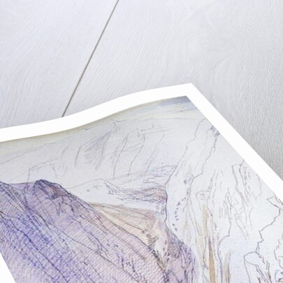 Athos with Monks in the foreground, 1856 by Edward Lear