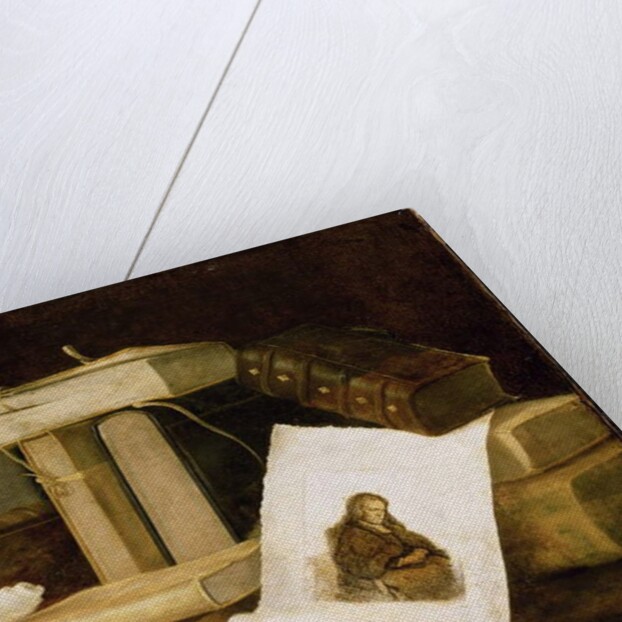 Still Life of Books and a Rembrandt Engraving by Sebastian Stoskopff