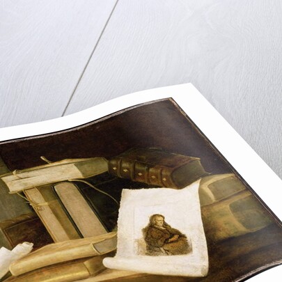 Still Life of Books and a Rembrandt Engraving by Sebastian Stoskopff