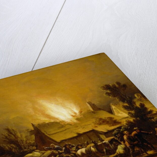 Peasants Fleeing a Burning Barn, c.1655 by Egbert van der Poel