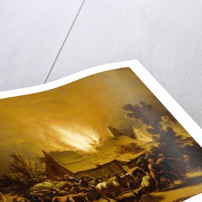 Peasants Fleeing a Burning Barn, c.1655 by Egbert van der Poel