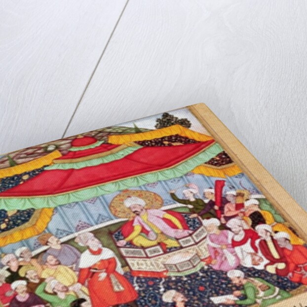 The King on his throne surrounded by his courtiers by Indian School