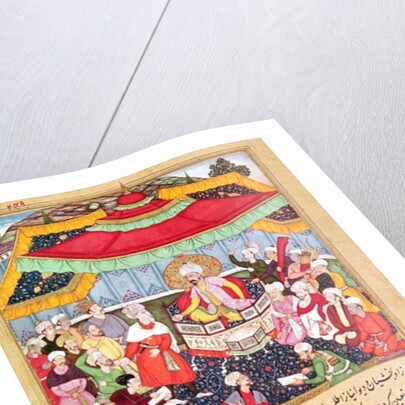 The King on his throne surrounded by his courtiers by Indian School