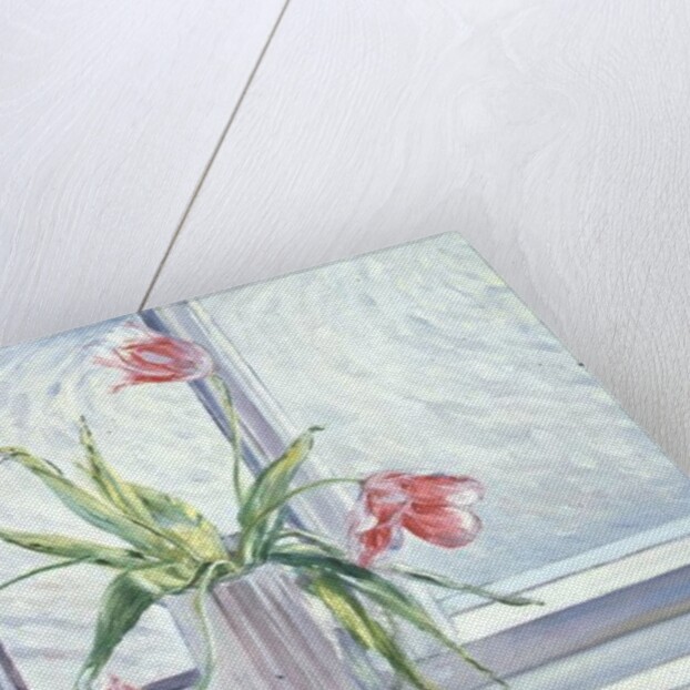 Tulips Against Moving Water by Timothy Easton