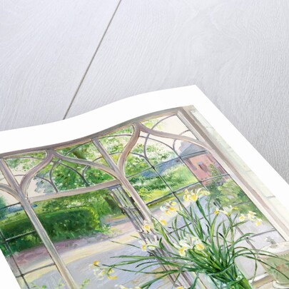 Irises and sleeping cat, 1990 by Timothy Easton