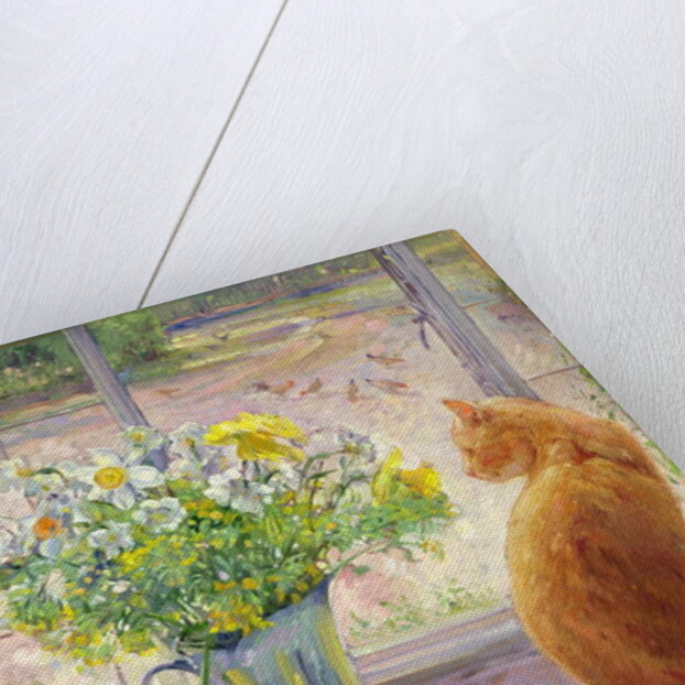 Striped Jug with Spring Flowers, 1992 by Timothy Easton