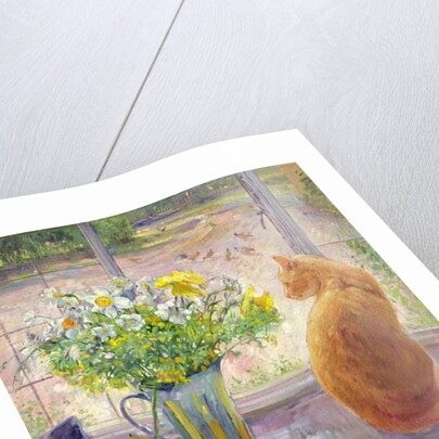 Striped Jug with Spring Flowers, 1992 by Timothy Easton