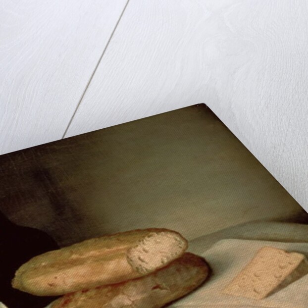 Still Life with Bread, Cheese and a Flagon of Wine by Claude Joseph Fraichot