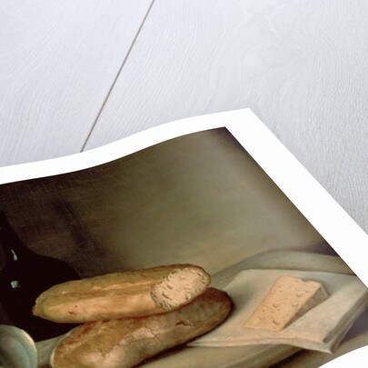 Still Life with Bread, Cheese and a Flagon of Wine by Claude Joseph Fraichot