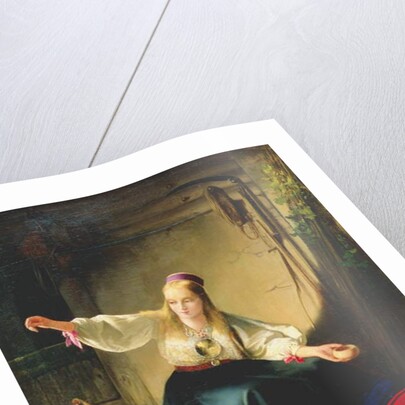 A Girl Feeding Hens, 1839 by Carl Timoleon von Neff