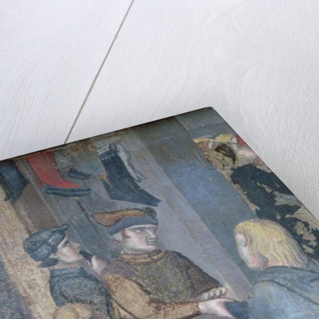 Effects of Good Government in the City, detail of a merchant and craftsmen in the shoemaker's shop, 1338-40 by Ambrogio Lorenzetti